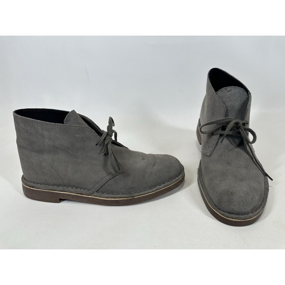Clarks Bushacre 2 Gray‎ Suede Leather Chukka Desert Boots Men's Size 8.5 M